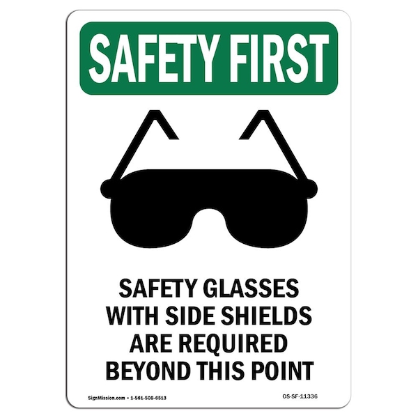 OSHA Sign, Glasses W/, 5in X 3.5in, 10PK, 3.5" W, 5" H, Portrait, PK10, OS-SF-D-35-V-11336-10PK